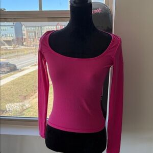 SKINS Long Sleeve Scoop Neck Women's Top - Hot Pink